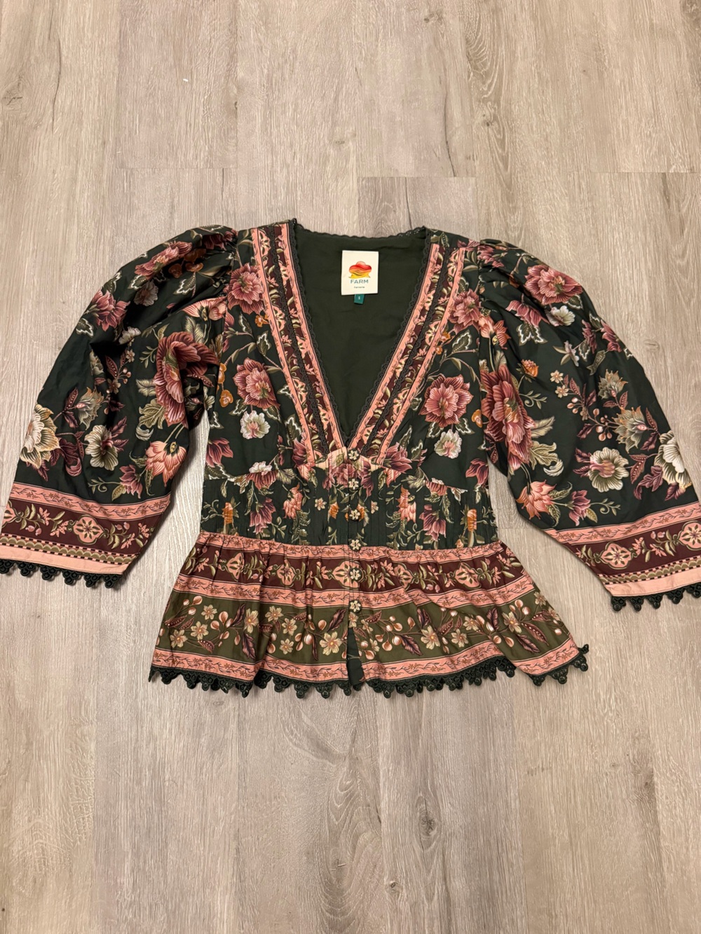 FARM Rio Flowering Garden Cotton Blouse Sz S